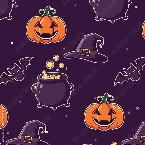 Pattern of cute characters for Halloween and children's fairy tales
