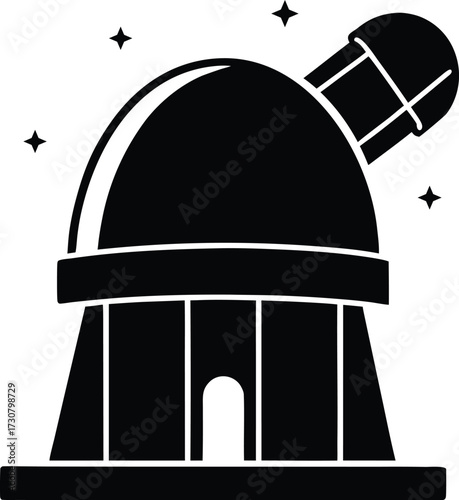 Space Observatory Silhouette Vector Art Illustration