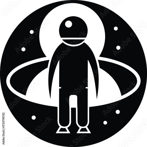 Space Tourist Silhouette Vector Art Illustration