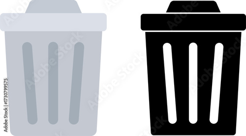 Two trash can icons one color one silhouette