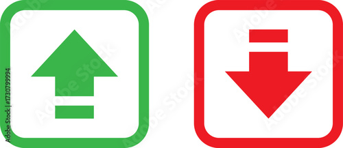 Green up arrow and red down arrow symbols