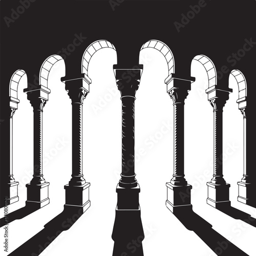 a vector silhouette image of a chamber on a white background