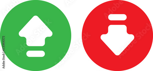 Green up arrow and red down arrow icons