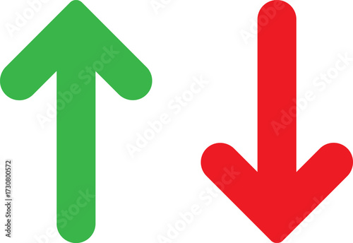 Green up arrow and red down arrow symbols