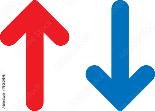 Red up arrow and blue down arrow icons