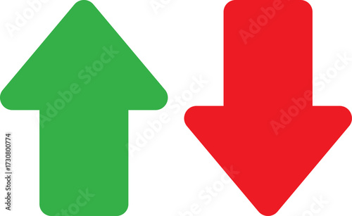 Green up arrow and red down arrow symbols