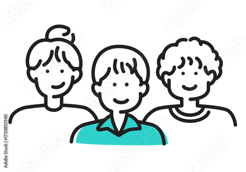 Three young people smiling