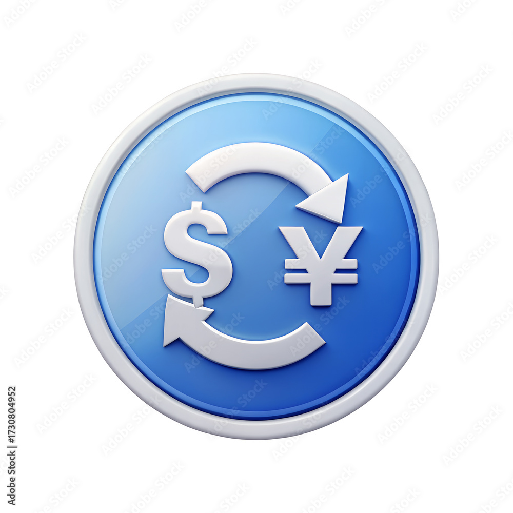 Obraz premium Dollar and Yen Currency Exchange Icon with Arrows on transparent background