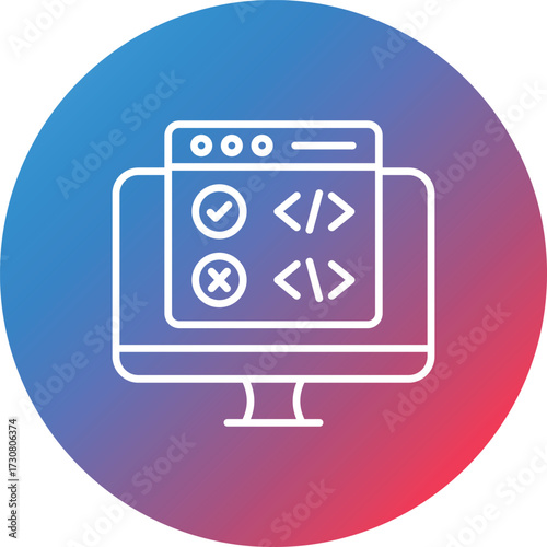 Code Correction Line Gradient Circle Background Icon