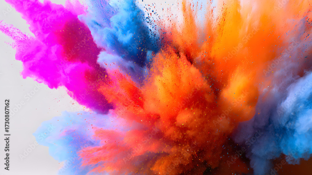 Fototapeta premium Abstract multicolor explosion on white backdrop