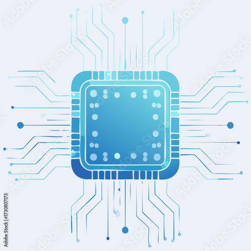 Illustrative depiction of a microprocessor or chip showcasing technological advancement and design