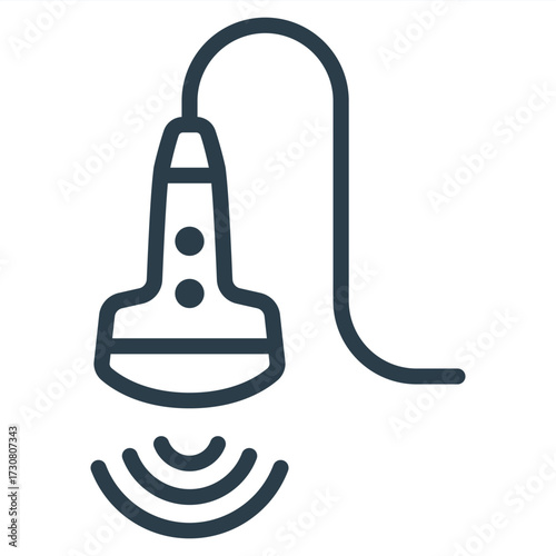 Ultrasound icon for organ examination. Medical equipment. Flat illustration.