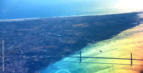 Aerial or drone view of Lisbon in Portugal