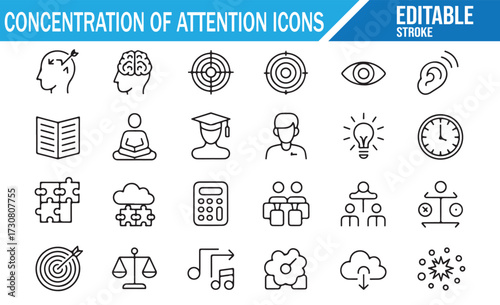 Study and Attention UI Icons — Clean Outline Pack for Learning and Productivity