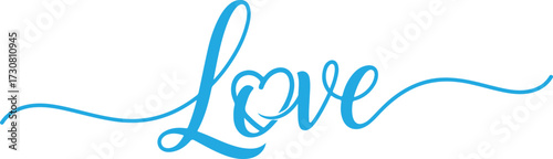 Elegant Blue Love Script with Heart Detail for Valentines Day and Romantic Designs