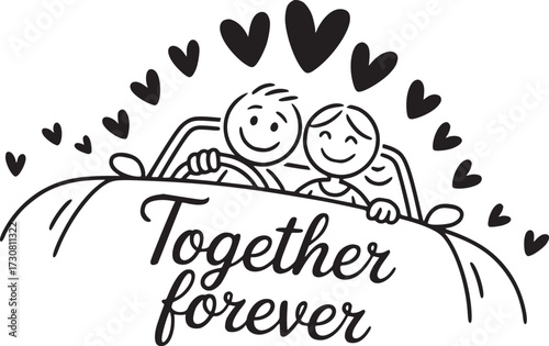 Together Forever: A loving couple embarks on a journey of shared experiences and enduring connection, with Together Forever artfully displayed beneath them.