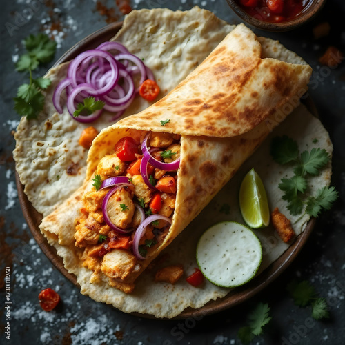 A classic Kolkata-style chicken roll