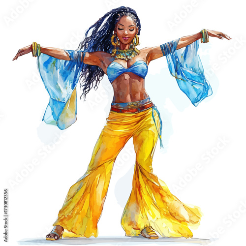 watercolor of Colombian Energetic Moves, vector, isolated on a white background.