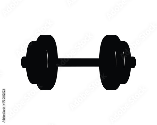 Silhouette of a classic dumbbell weightlifting equipment for strength training