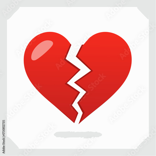Illustration of a broken heart representing heartache loss and emotional distress symbol