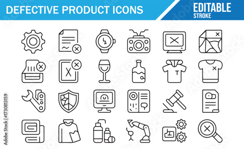 Consumer Complaint Icons — Refund, Warranty, Legal Action, Insurance Claim Set