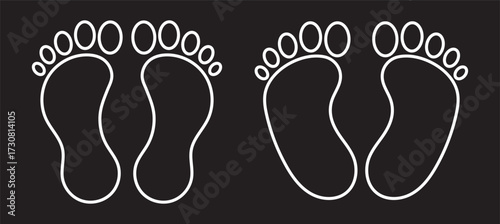 Baby footprints vector illustration, newborn foot print icons, love infant design. EPS 10.