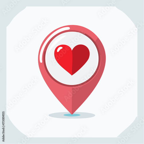 Location pin with a heart symbol inside, indicating a place of love or affection.