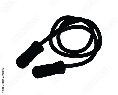 Black and white silhouette of a coiled jump rope for fitness
