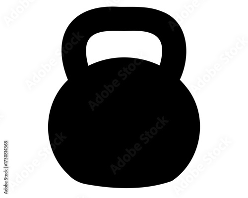 Bold black kettlebell silhouette for strength training and fitness enthusiasts.