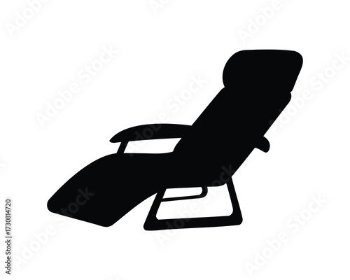 Black silhouette of a comfortable recliner chair on a white background