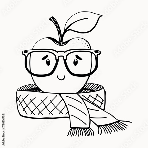 apple wearing glasses and scarf