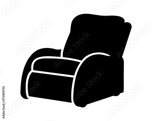 Black silhouette of a comfortable recliner chair with a high back