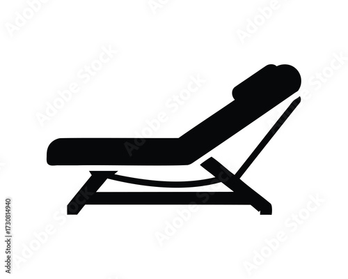 Black Silhouette of a Relaxation Chair for Outdoor Leisure and Rest