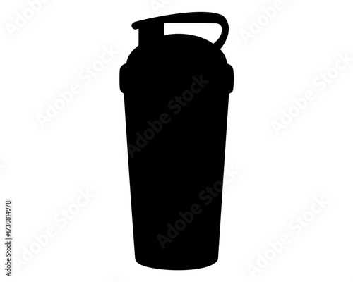 Silhouette image of a protein shaker bottle for workout supplements