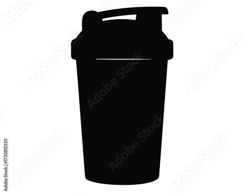 Silhouette of a protein shaker bottle for mixing drinks at the gym