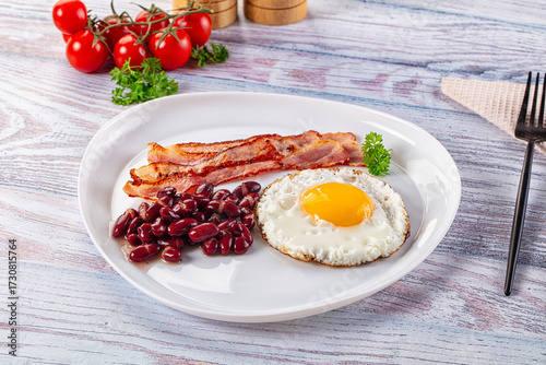 Wallpaper Mural English breakfast with egg, bean and bacon Torontodigital.ca