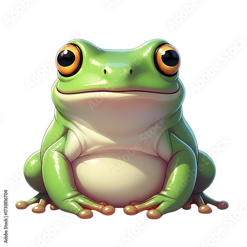 Cartoon frog with big eyes isolated on black