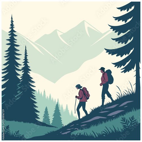 hiking in the mountains