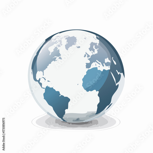 Minimalistic earth globe illustration showcasing continents and oceans for graphic design projects