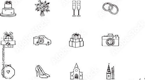 Marriage Celebration Icons – Black Silhouette Pack

