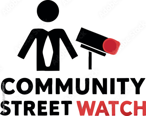 vector logo with surveillance camera and human