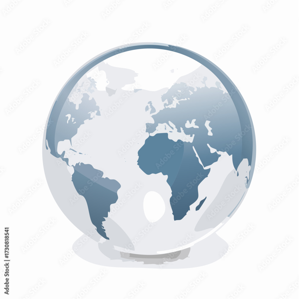 Naklejka premium Stylized world globe illustration with translucent blue oceans and continents design