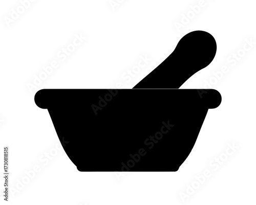 Silhouette of a mortar and pestle, pharmaceutical or culinary preparation
