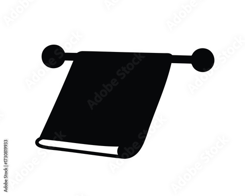 Black silhouette of a towel hanging on a towel rack fixture