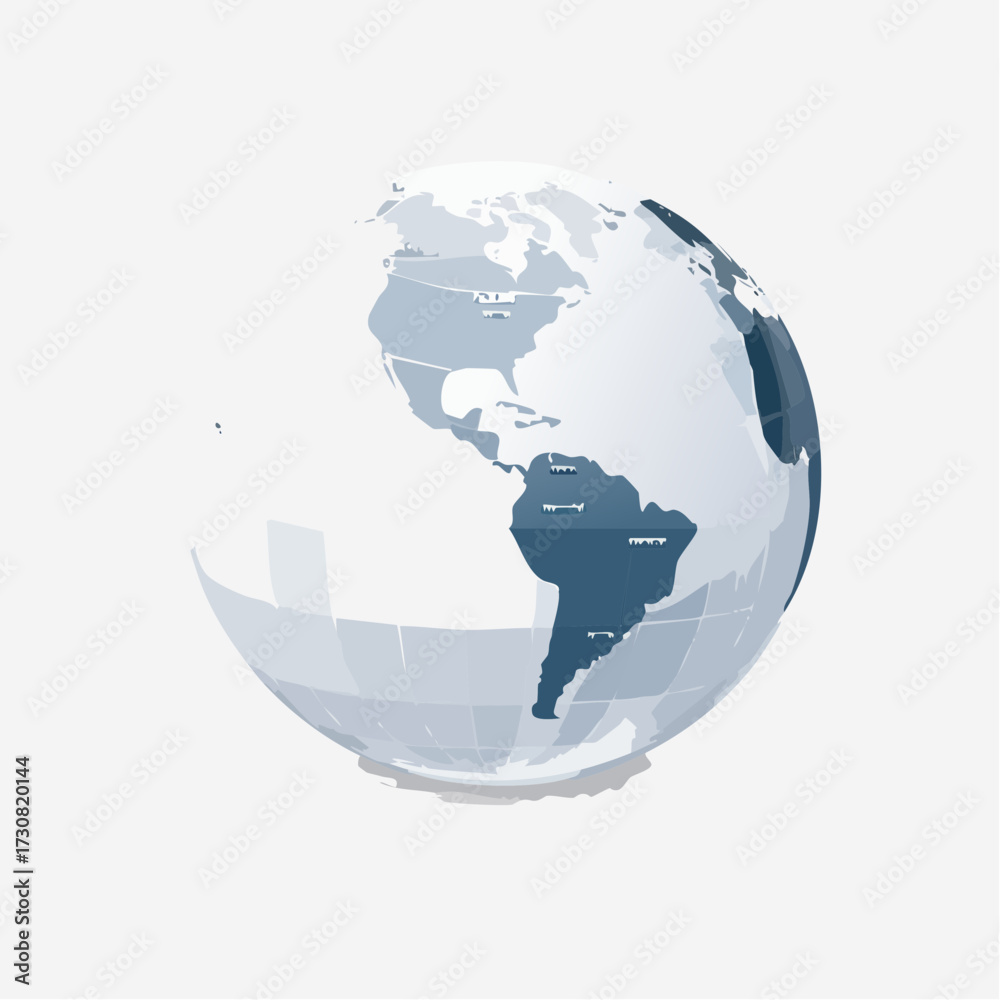 Naklejka premium Illustration of a stylized globe focusing on the Americas for global awareness visualization