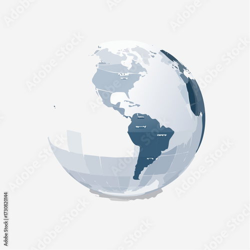 Illustration of a stylized globe focusing on the Americas for global awareness visualization