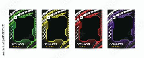 Trading card template design for sports, picture frame for player performance, photo frame or border collection for hockey, basketball and football player, sports flyer design, template eps 10.	