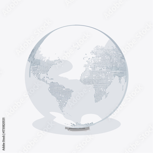 Minimalist world globe illustration showcasing continents and clean vector design for use