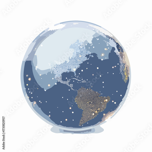 Illustration of a stylized globe focusing on the Americas for global awareness visualization