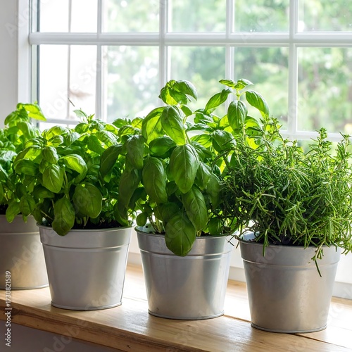 Fresh herbs on a windowsill